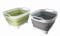 SAMMART 7.5L Collapsible Dishpan with Draining Plug - Foldable Washing Basin - Portable Dish Washing Tub - Space Saving (Grey + Olive Green (Set of 2))