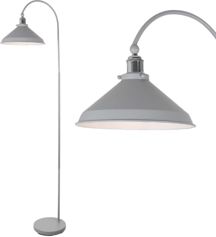 firstchoicelighting Maxwell - Flint Grey Chrome Floor Reading Lamp