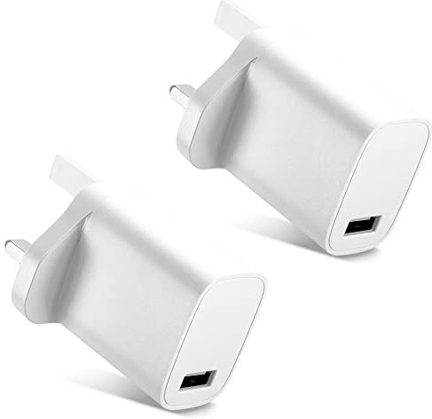 CELLONIC 2x 15W Port USB Charger UK-Plug 5V 3A 15W Fast Smart Charging Mains Wall USB Adapter Outlet Socket 100V-240V for Phone, Tablet, Speakers
