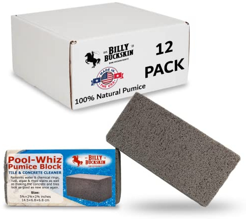 Billy Buckskin Pool-Whiz Pumice Block for Pool, 12-Pack, Tile Cleaner