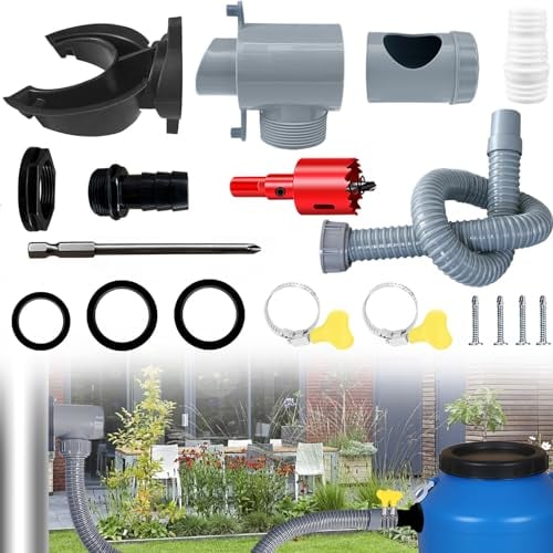 Recuperateur D Eau de Pluie pour Tuyau de Descente Ø 70-110mm, Récupérateur Eau de Pluie pour Toitures Jusqu'à 80 m², Collecteur Eau de Pluie, Récupérateur d'eau avec Accessoires de Montage
