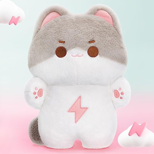 Mewaii Plüschtier 45 cm Graue Katze Kuscheltier Kawaii Kuscheltier Katze Cute Kuscheltiere Stofftier Katze Katzen Plüschtiere Cute Plushies Spielzeug ab 3 Jahre Mädchen und Junge