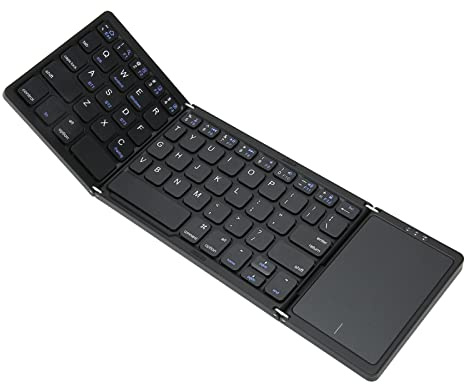 Bewinner Tastiera Bluetooth Pieghevole, Tastiera Wireless Portatile Pieghevole con Touchpad, Tastiera Wireless BT Ricaricabile Tramite USB per Tablet Smartphone Android Windows