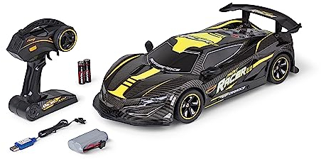 Carson 500404249 1:10 Night Racer 2.0 2.4GHz 100% RTR gelb - Ferngesteuertes Auto, LED-Beleuchtung, inkl. Batterien und Fernsteuerung, Fahrzeit ca. 40 min