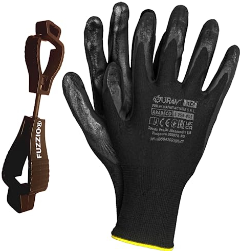 FUZZIO 24 Paar Jurav glatter Latex besichtet Arbeitshandschuhe Handschuh-Klammern L-9