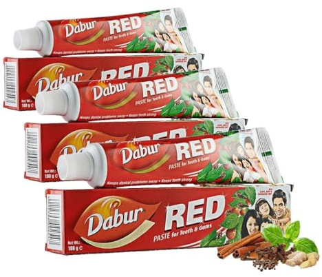 Dabur Red Herbal Toothpaste 100g Herbal Formulation Infused with Ayurvedic Herbs for Naturally Healthy Teeth and Gum (Pack of 3)