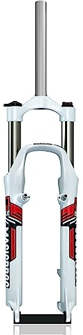 ZCXBHD 26 Zoll MTB Federgabel Federweg 100mm 1 1/8 Zoll Scheiben-/V-Bremse QR 9 Mm 28,6 Mm Gewindeloser Gabelschaft Gabel Aus Aluminiumlegierung Schulterkontrolle (Color : White Red, Size : 26in)