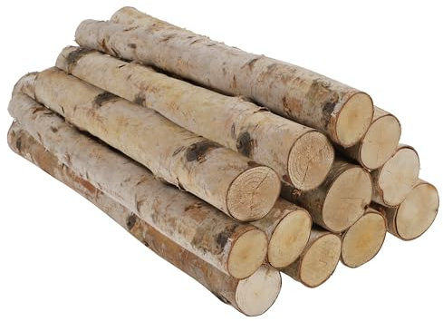 Sancodee 12 Stück 40,6 cm große weiße Birkenholzscheite für künstliche Kaminfüller, dekoratives Brennholz für Heimwerker, Holzzweige für den Innen- und Außenbereich, elektrische Schachtelkamine