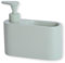 Kook Time Dispensador jabón Cocina Verde Salvia Mate - jabonera Cocina con Guarda estropajos Fregadero - Apto para Cocina o como dosificador baño con Esponja - Cerámica Verde Salvia Mate- 18x6x16 cm.