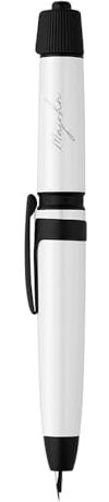 Lanxivi Majohn A3 White Fountain Pen Black Trim Retractable Extra Fine Nib, Press and Twist Style Pen with Converter Case Set