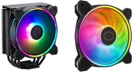 Cooler Master Hyper 212 Halo Disipador de CPU, 4 Heat Pipes de Contacto Directo Continuo con Aletas + Cooler Master MasterFan MF120 Halo2 ARGB, Ventilador de Caja y Refrigerador