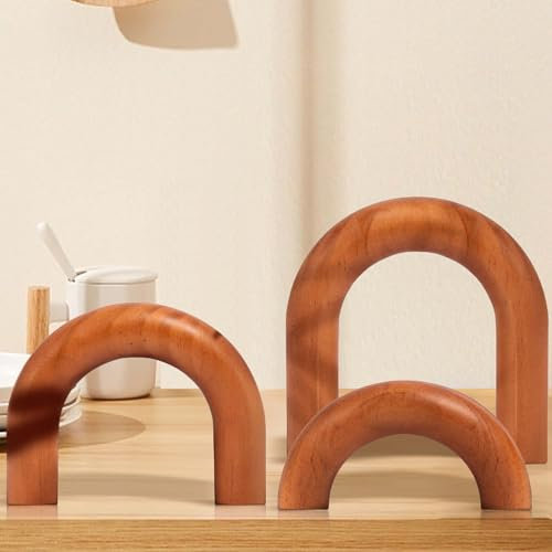 Definierter Deko-Holzbogen, Bücherregal-Dekor, 3er-Set, ästhetische Regaldekoration, Couchtisch-Dekoration, moderne Heimdekoration, Bücherregal, neutrale Dekoration, Kamindekorationen, dekorative