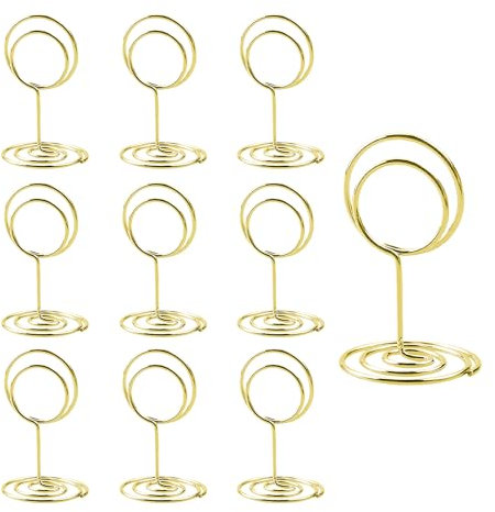 Luckious Brand 10Pcs Table Number Holders - Elegant Metal Place Card Stands for Weddings, Parties, and Events (Gold or Rose Gold)
