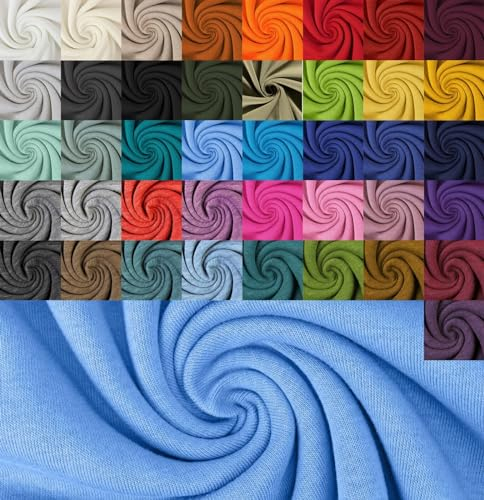 Wintersweat Meterware Uni - Sweatshirt Stoff meliert - Baumwoll Sweat zweifarbig - weicher Stoff für Pullover/Hoodies - ÖkoTex 100 *Ab 50cm, Farbe: 002 hellblau