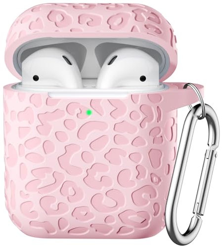 DGege Custodia per AirPods di seconda e 1a generazione, custodia in morbido silicone leopardato compatibile con Apple AirPods di 2a/1a generazione, custodia di ricarica con portachiavi, antiurto per
