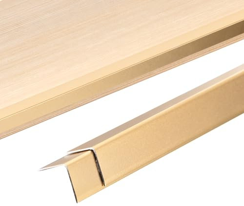 sourcing map 3Pcs Wall Corner Protector, 90cm (L) x2cm (W) Self-Adhesive Corner Guards, Aluminum Alloy Peel and Stick Edge Protector Molding Trim for Wall Door, Gold Tone