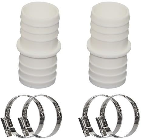 HAF® 2 conectores de manguera de 32 mm x 32 mm, incluye 4 abrazaderas de acero inoxidable para piscinas, estanques y piscinas y todos los sistemas de riego. Calidad: fabricado en Europa