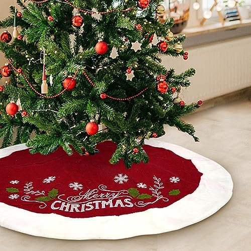 Plüsch Weihnachtsbaum Rock Rund Weihnachtsbaumdecke, Weiß Christbaumständer Tannenbaum Decke Weihnachtsdekoration, Weihnachtsbaum Röcke Ornaments Für Weihnachten Party Dekorationen (Stil E - 120cm)