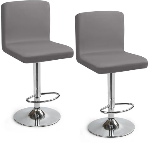 Eozakavod Barhocker-Schonbezüge, 2er Set Stylische Stuhlhussen Stretch-Stuhlbezug Einfache Reinigung Barhockerbezüge Universal Esszimmerstuhlbezüge für Bar & Esszimmer (Grau, 2er Set)