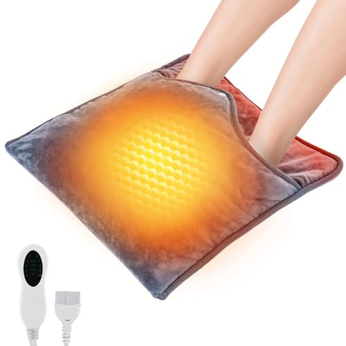 Aytop Chauffe-Pieds Electrique, Chauffe-Pieds avec 10 Réglages de Température et 3 Minuteries Coussin Chauffant Pied avec Chauffant Rapide et Arrêt Automatique pour Femmes Hommes, Lavable en Machine
