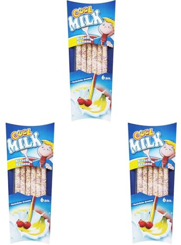 Cool Milk ÖKO Trinkhalme zum Kakaomachen| Kirsch Banane KIBA |3 Packungen mit je 5 kompostierbaren Trinkstrohhalmen (1 x 30 g)