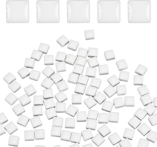 sourcing map Mosaic Tiles for Crafts 0.44 LB Square Glazed, 0.4x0.4 Inch White Ceramic Mosaic Pieces Tile Bulk Supplies for DIY Picture,Handmade Jewelry Art Decoration Gifts