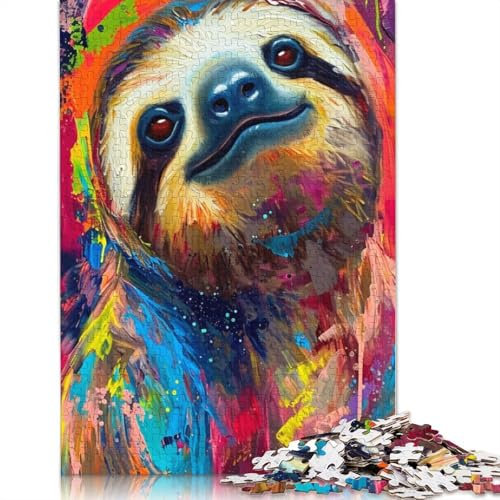 Puzzle mit 1000 Teilen, Faultier, buntes Puzzle für Erwachsene, Kartonpuzzle, lustige Aktivitäten zu Hause, Geburtstagsgeschenk, Reisegeschenk, 38 x 26 cm