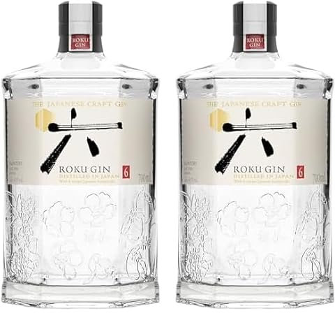 Roku Gin Craft Gin Japonais, 43% - bouteille 70cl (Lot de 2)