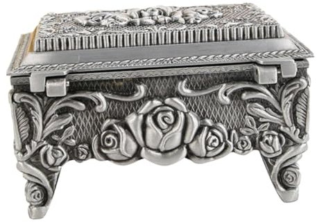 ANDRESLAD Schmuckkästchen Mit Relief Aus Zinklegierung Vintage-schmuckbehälter Mit Fuß Für Ringe Ohrringe Dekorative Aufbewahrungsbox Für Kommode
