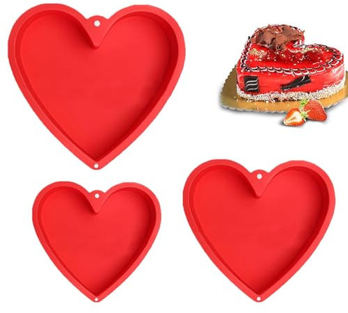 FUYTSUO 3 Pezzi Stampo in Silicone a Forma Di Cuore, Stampo Silicone Cuore, PUò Essere Utilizzato per La Cottura Quotidiana Dei Dolci