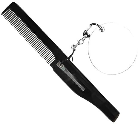 SHERCHPRY Faltbarer Klappkamm Herren Klein Tragbar Mit Feinen Zinken Schlüsselanhänger Reise Bartkamm Mit Ovalem Spiegel Faltbar Kompakt