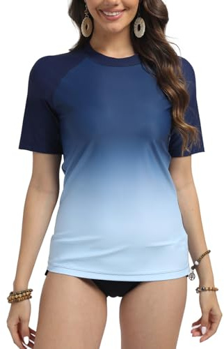 SURFEASY UV Shirt Damen Kurzarm UPF 50+ Schwimmshirt Schnelltrocknen Rundhals Badeshirt S-XXXL