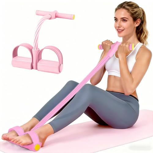 JClorix Pedal Widerstandsband 6 Röhren Bauchtrainer | Multifunktionspedal Widerstandsband mit Griff Sit Up Zugseil Bauchtrainer für Zuhause Fitnessbänder NBR