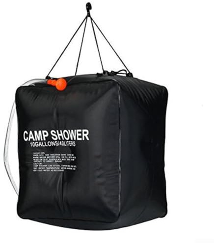Yuanpgky Bolsa de ducha solar portátil de 40 L para camping, bolsa de agua con calefacción solar con manguera extraíble y cabezal de ducha de encendido/apagado, equipo de ducha ligero para exteriores