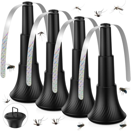 4 Stück Fliegenabwehr Ventilator, Hochwirksamer Tischventilator gegen Fliegen, Mücken und Wespen, faltbar und aufhängbar als Insektenabwehr, ideal für Außenbereich, Restaurant, Balkon und Camping