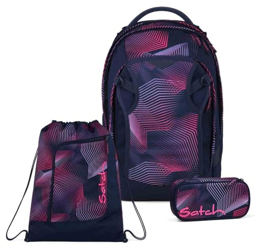 Satch Match Plus Schulrucksack Set 3tlg. inkl. Schlamperbox und Sportbeutel (Seismic PinK)