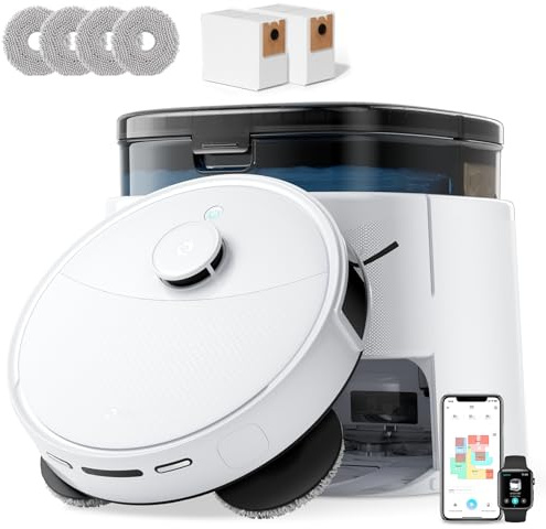 Lefant M3 Robot Aspirapolvere Lavapavimenti con Mappatura, 12000Pa, Navigazione LiDAR dToF, Evitamento Ostacoli PSD, Svuotamento Riempimento, Lavaggio e Asciugatura Automatici, WiFi/Alexa/APP, Bianco