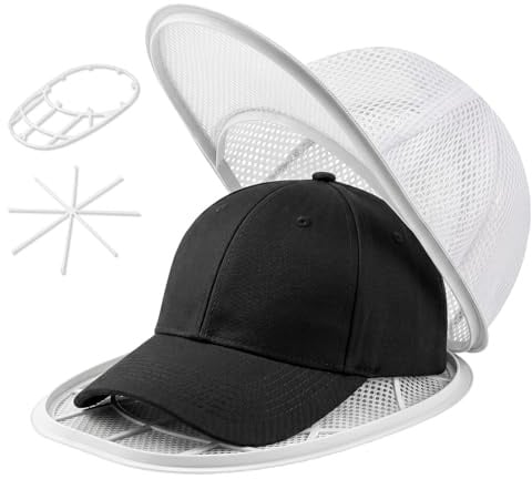 FIGCY Jaula Lavado Gorras Red Plegable Lavagorras | Poliéster, Blanco, plegable, con red de lavado, lavadora & lavavajillas, 1 pieza