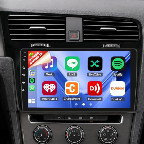 4+64G Autoradio Android para VW Golf 7 2013-2017 con CarPlay y Android Auto Inalámbricos, 10.1 Pulgadas Pantalla de GPS 5G WiFi Bluetooth FM RDS Cámara AHD HiFi