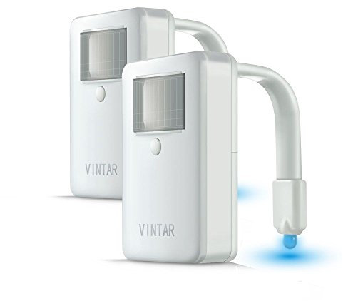 VINTAR [2-Packs] 16-Color Motion Sensor LED Toilet Night Light,Gag Gifts for Christmas, 5-Stage Dimmer, Light Detection. Gift Ideas.