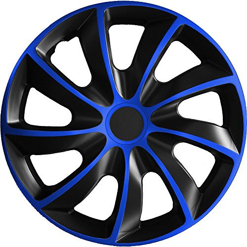 (Verschiedene Größen) 14 Zoll Radkappe/Radzierblende 1 Stück Quad Bicolor (Schwarz-Blau) passend für Fast alle Fahrzeugtypen – universal