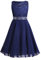 iEFiEL Sweet Prinzessin Lace Blumenmädchenkleider für Hochzeits Mädchen Festliches Kleid Brautjungfernkleid Festzug Partykleid A Marineblau 164