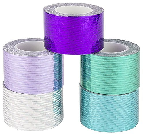 Ideen mit Herz Lot de 5 rouleaux de ruban adhésif décoratif - 30 mm x 5 m - Aspect laser, hologramme, holographie, 5 couleurs