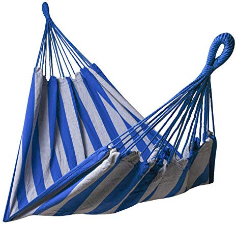 Kronenburg Mehrpersonenhängematte 210 x 150 cm, Belastbarkeit bis 300 kg – Indoor & Outdoor Hängematte Blau/Grau - Farb- und Modellwahl