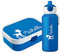 4youDesign Set: blaue Brotdose & Trinkflasche -REH- mit Namen für Kinder, 6 Farben, 3 Motive, inkl. Dosen-Einsatz, Gabel & Pop-Up Flasche für Schule (Bambi Blau)