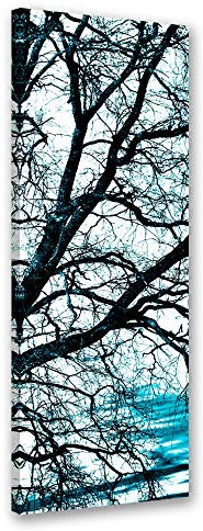 Feeby Wanddeko Baum Leinwandbild Kunstdruck Natur Blau 40x100 cm