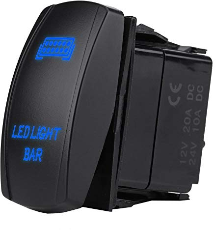 Wippschalter, 12V 24V 5-poliger LED-Lichtbalken Wasserdichter EIN-AUS-Wippschalter SPST für PKW-LKW(Blau)