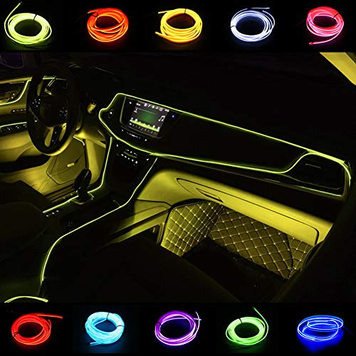 Kmruazre EL Wires Car Kit 2M/6FT Elektrolumineszenz Licht leuchtende Neon Lichterketten für Autotür/Konsole/Sitz/Armaturenbrett Dekoration leicht DIY(Leuchtendes Grün)
