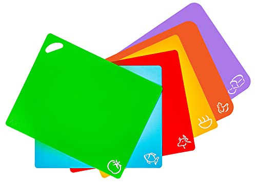 Axer Kunststoff Schneidebrett Set - 6x Küchen Schneidebrett Kunststoff Groß - Flexible Schneidebretter Spülmaschinenfest - Cutting Board Set - Frühstücksbrettchen Spülmaschinenfest
