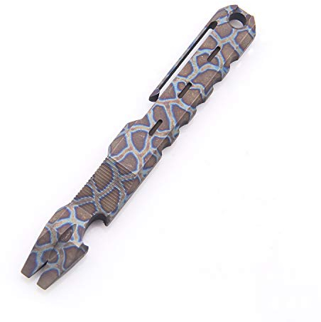 Hamans Titanium EDC Pry Bar with Nail Puller Bottle Opener Function with Pocket Clip EDC Tool (Multicolor)